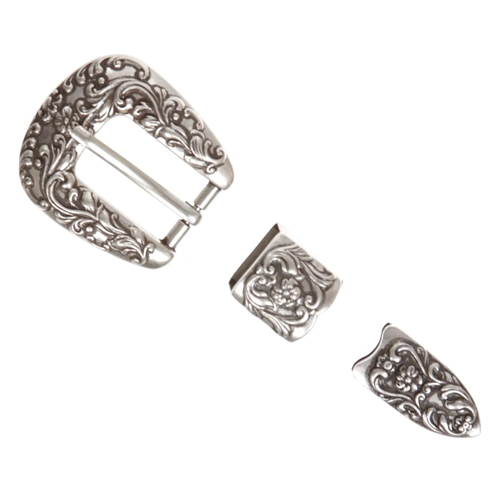 小物 3/4 inch 3-Piece Silver Buckle Set Belt Buy Cowboy Belt Buckle Set - Antique Silver