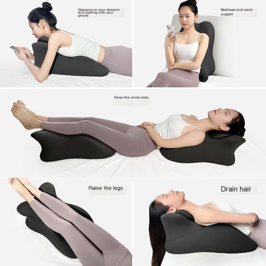 Almohada Sweet Spot, Discreta Almohada De CuñA para Parejas, CojíN Sexual con PosicióN 27°, Almohada De CuñA De Espuma ViscoeláStica con Funda Lavable (Gris-Azul)