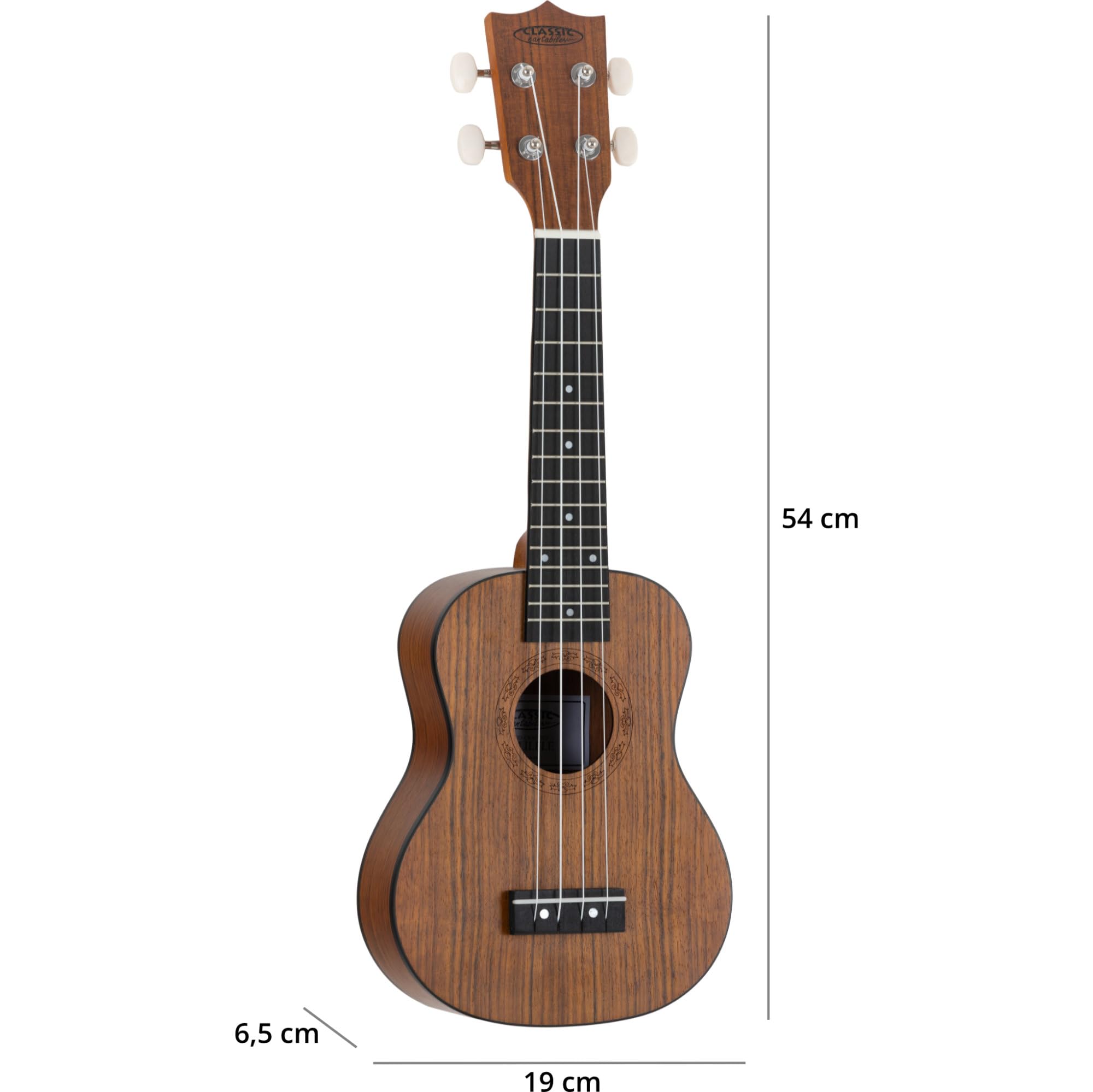 Classic Cantabile Sopran Ukulele Walnuss Set inkl. Lernheft und Tasche
