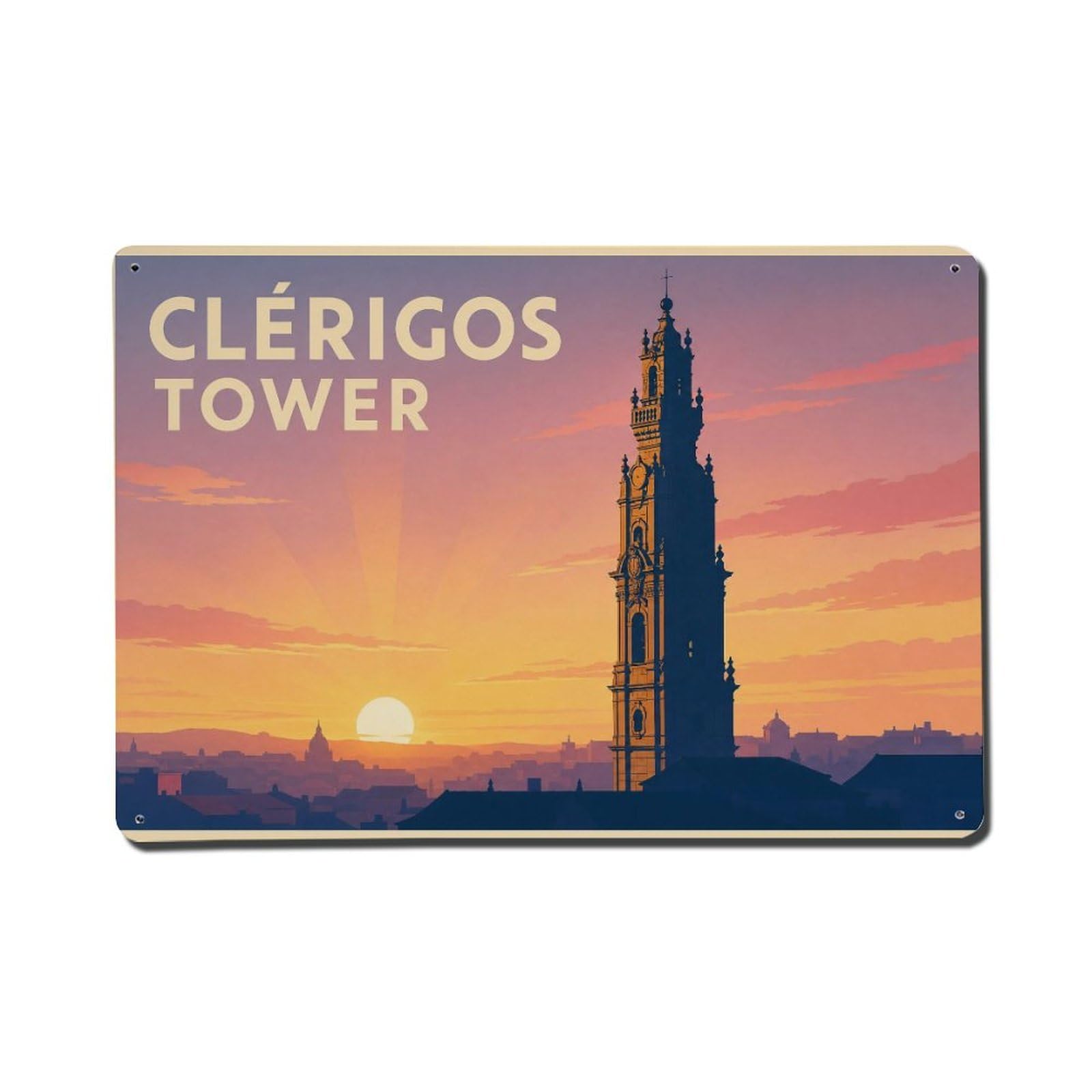 Metal Tin Sign Portugal Vintage Travel Clerigos