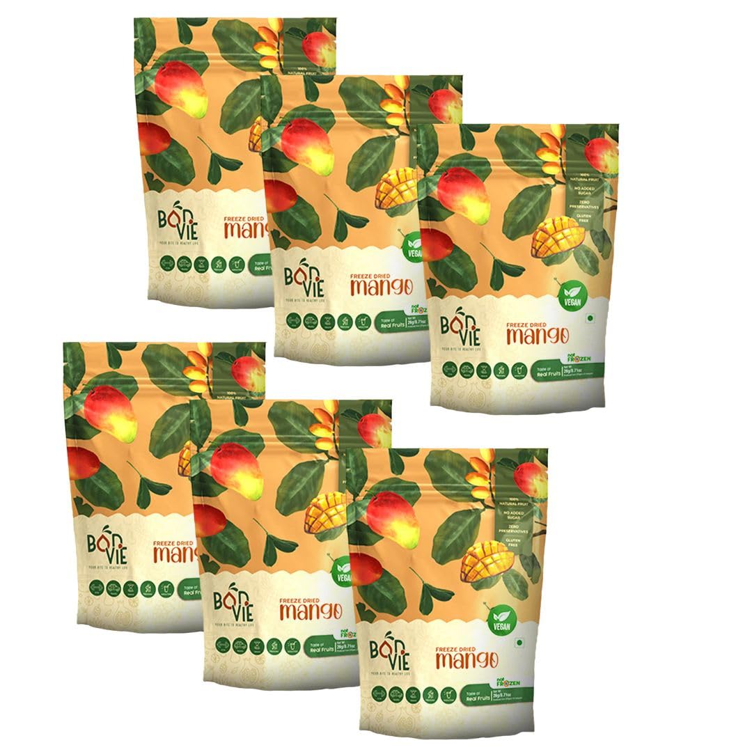 BONVIE Snacks Freeze-Dried Fruit Snacks - 100% Natural Sliced Fruit, Great for Healthy Snacks, NO Added Sugar or Preservatives, Gluten-Free, Vegan (Pack of 6, Mango) (B0C1N64Z9K) Amazon Price History, Amazon Price Tracker