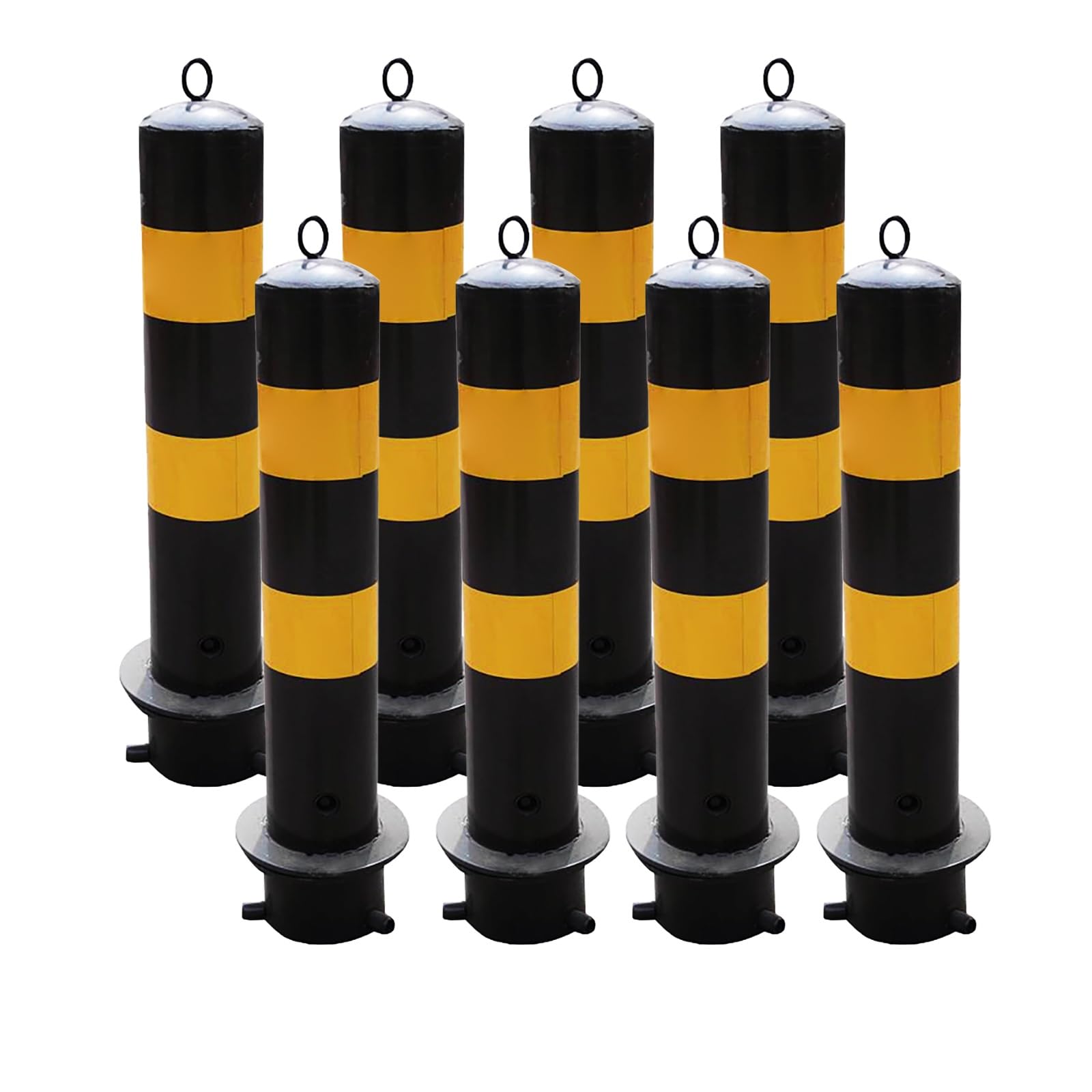 HCZKIUJY Parking Safety Bollard Posts with Reflective Tape and Anchor Bolts for Construction Site Barrier and Traffic Control (8pcs)