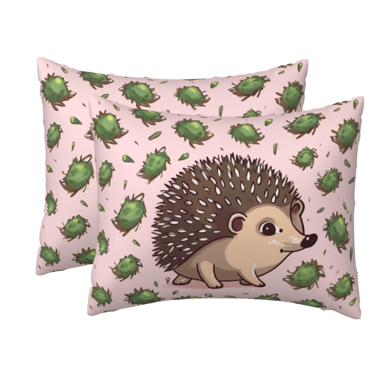 2 Pack Standard Size Pillow Cases for Hair and Skin Soft Breathable Pillow Case Covers with Hidden Zipper Cartoon Hedgehog Pillowcase 20x26 Inches Pillow Cover for Sleeping Gift