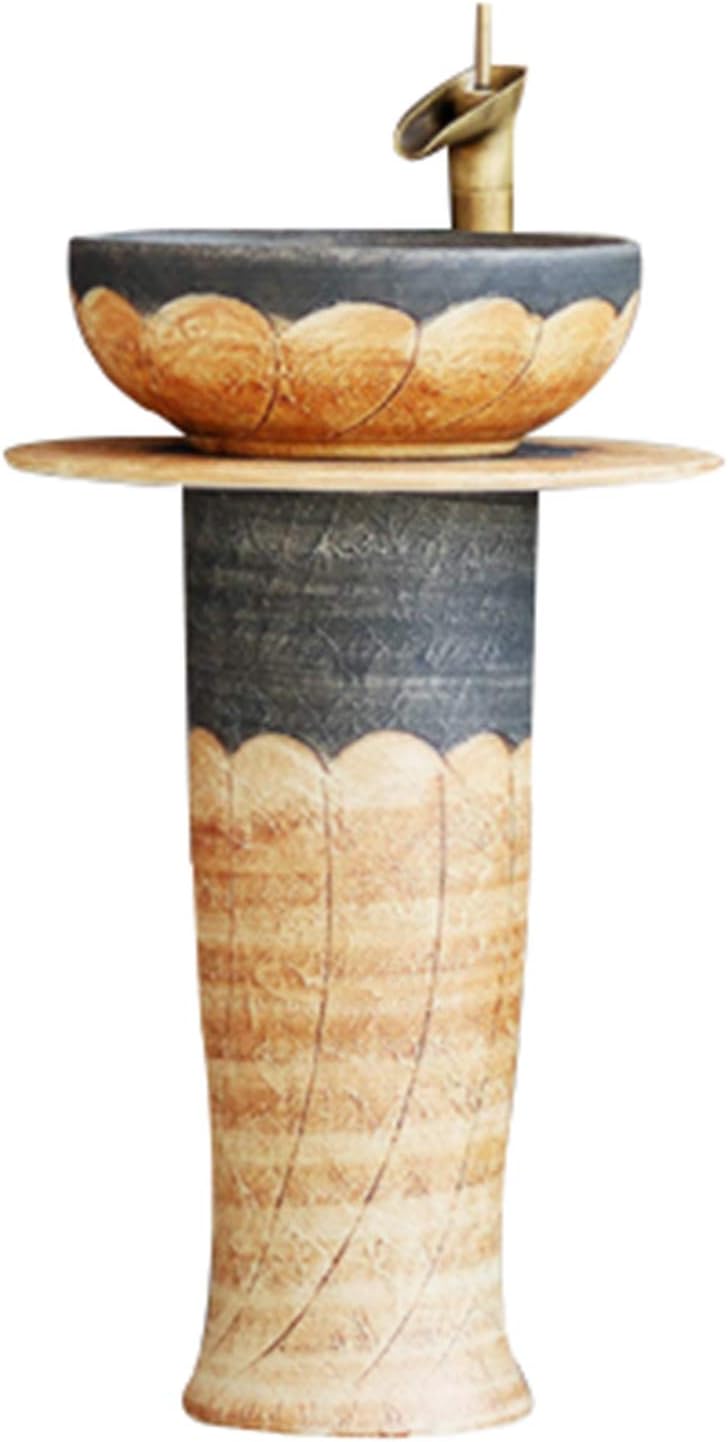 Landing Pedestal Sink, Modern Bathroom Vanity Unit with Drain Installation Hole Column Ceramic Basin, for Bathroom, Balcony,G,55x45x80cm (E 55x45x80cm)