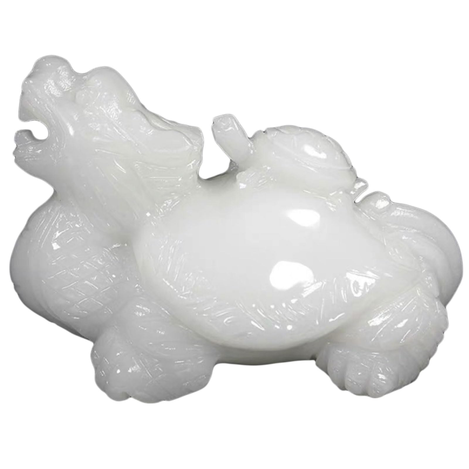 Estatua de Tortuga dragón de Jade Blanco, decoración de curativo