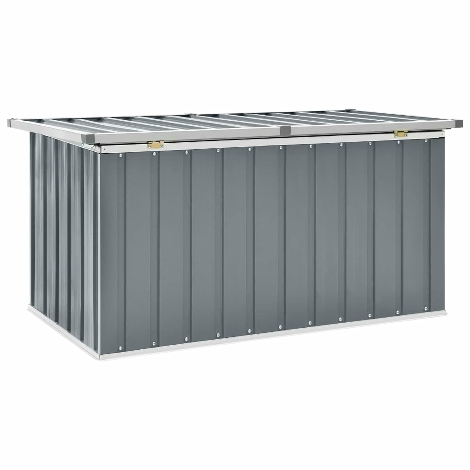 Scatola da giardino impermeabile, XXL, in metallo, XXL, per giardino, per attrezzi, 129 x 67 x 65 cm, colore: grigio
