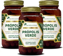 Kit Com 3 - Própolis Verde 60 Capsulas de 500mg Flora Nativa do Brasil