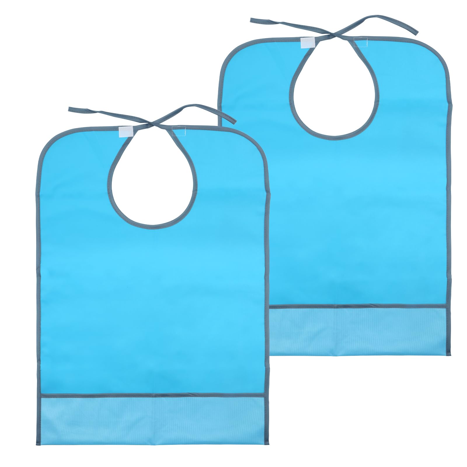 VEGCOO 2Pcs Baberos Adultos Impermeables, Baberos para Personas Mayores con Bandeja de Goteo 75x45 cm, Babero Adulto Reutilizable y Lavable para Personas Mayores y Discapacitados