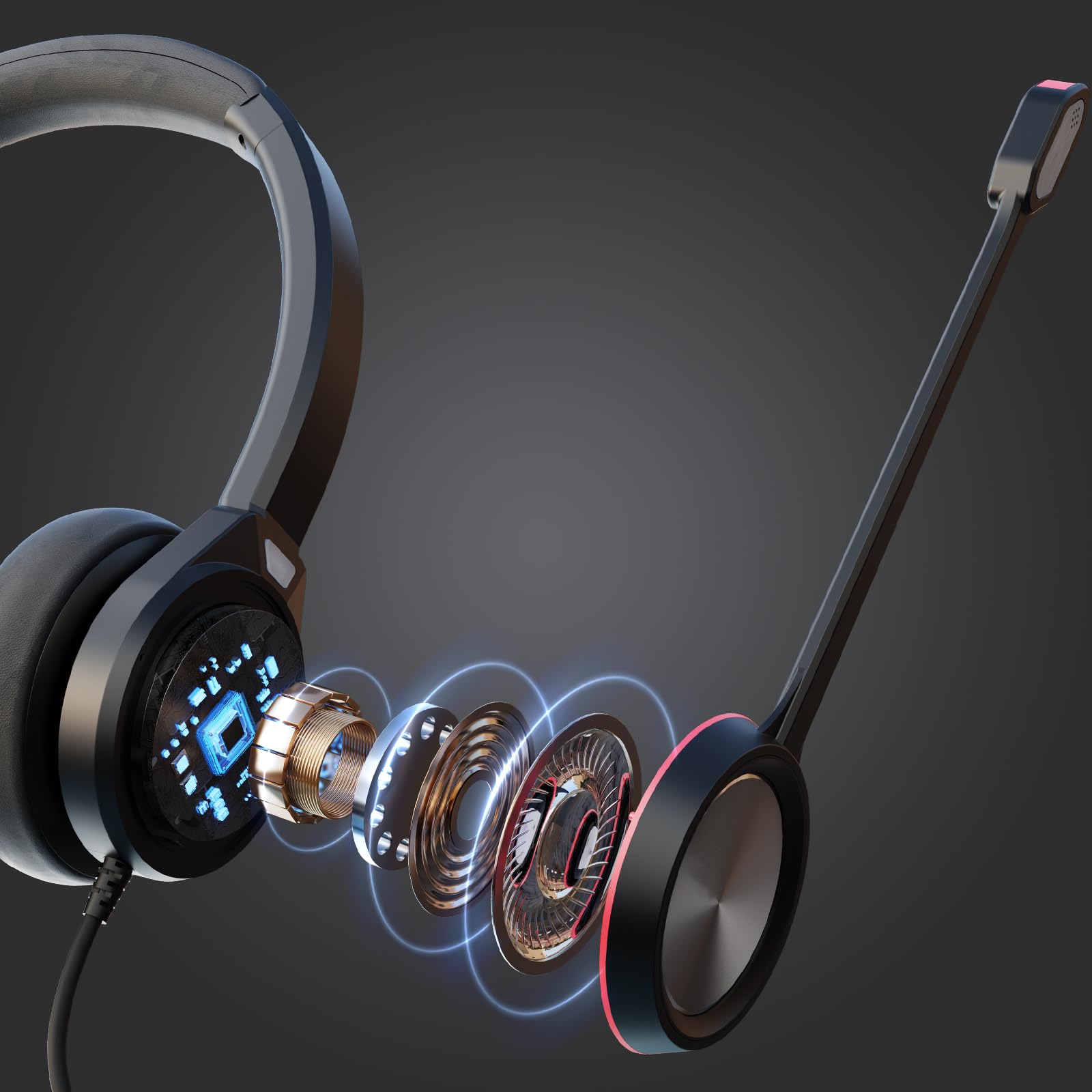 MAIRDI USB-Headset mit Mikrofon für PC, kabelgebundenes Computer-Headset mit Mikrofon, Geräuschunterdrückung für Büro, Call-Center, Arbeit von zu Hause, Laptop, Teams, Zoom, Softphone