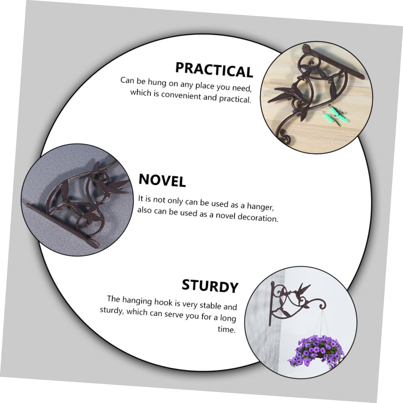 Mikikit 2pcs Indoor Plant Hanger Brackets Multi-Function Garden Flower Pot Holder Decorative Lantern Hanger