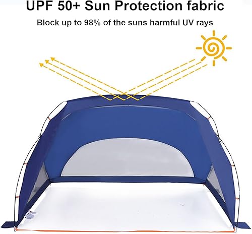 Miniatura 6 de Tienda de campaña de playa para 34 personas con protección UPF 50+, portátil, ligera y fácil de instalar, toldo de playa para bebé, tienda de
