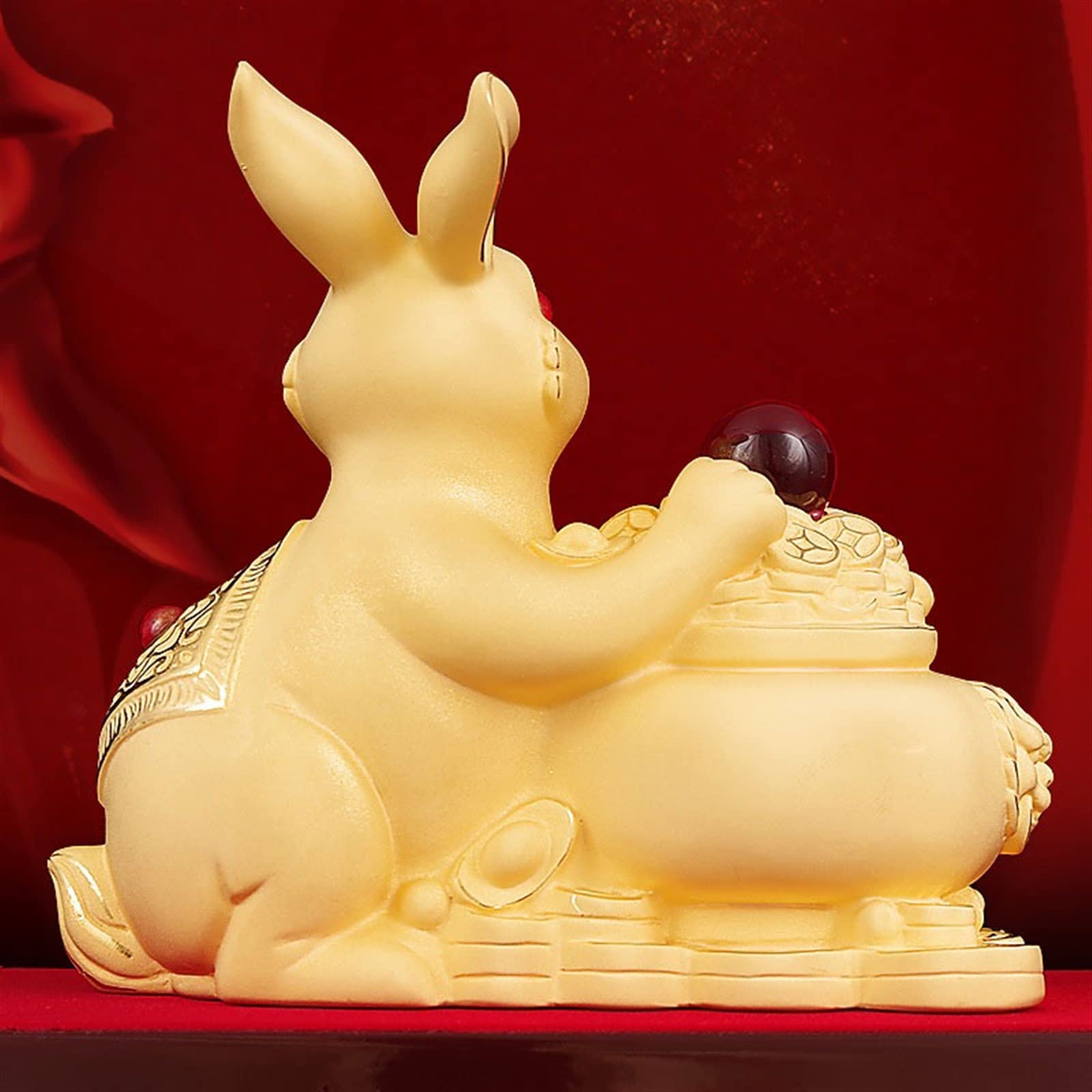 Figura de Buda Adornos de Conejo del Zodiaco Hechos a Mano, Escultura de polígonos, Feng Shui Decorativo, Prosperidad y Riqueza Decoración de la Estatua de Buda(Grande)