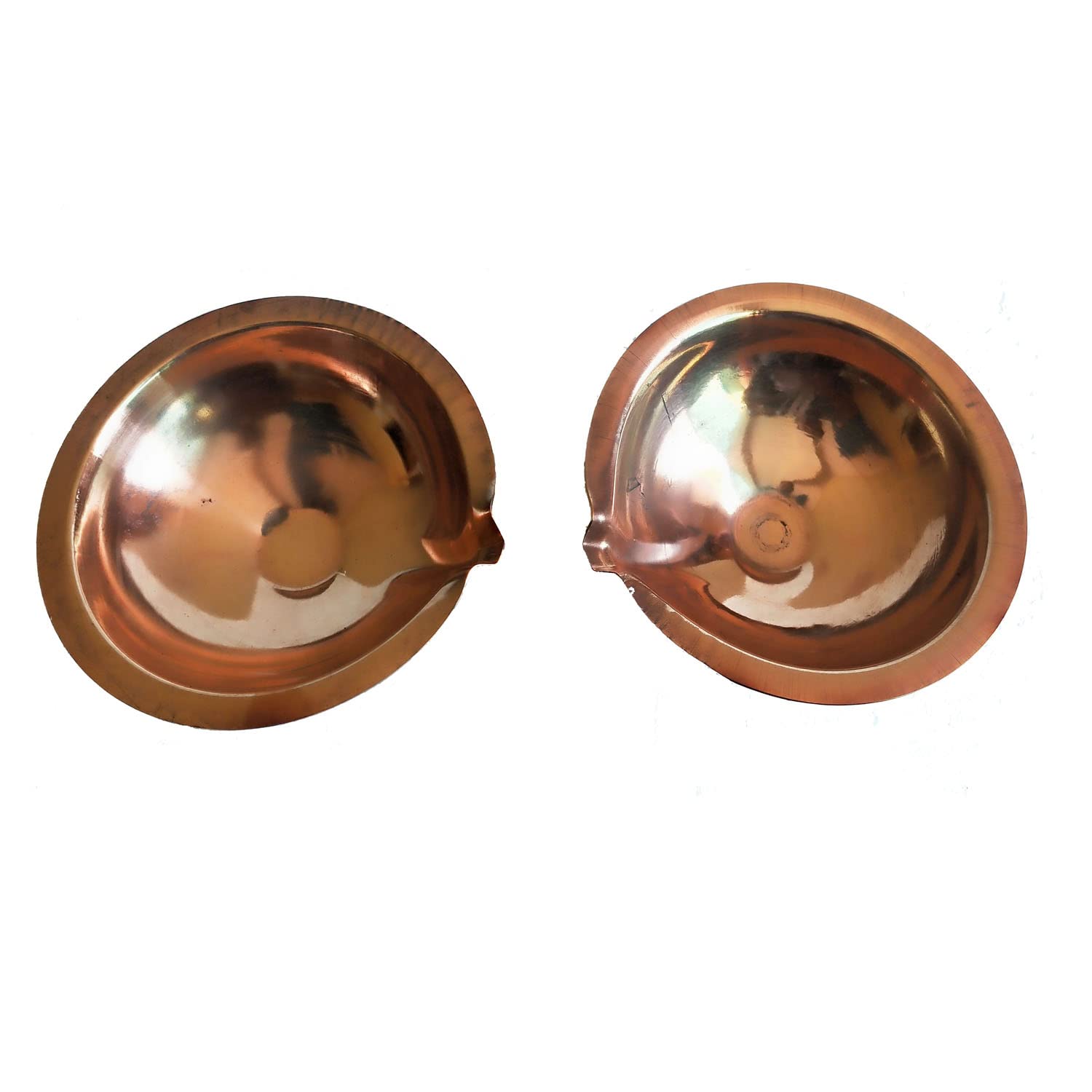 Salvus APP SOLUTIONS Traditional Round Shape Copper Deepak/Diya for Home-Office Decor & Gift Showpiece, Set of 2 (Brown) (6.5 Inch)