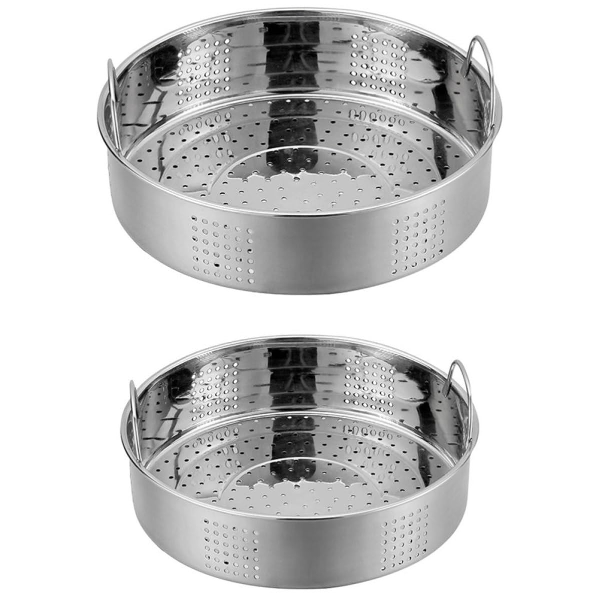 Cestelli per Cottura a Vapore in Acciaio Inox 2 Pezzi Manici, Resistenti e Facili da Pulire, per Cucina Domestica e Ristorante