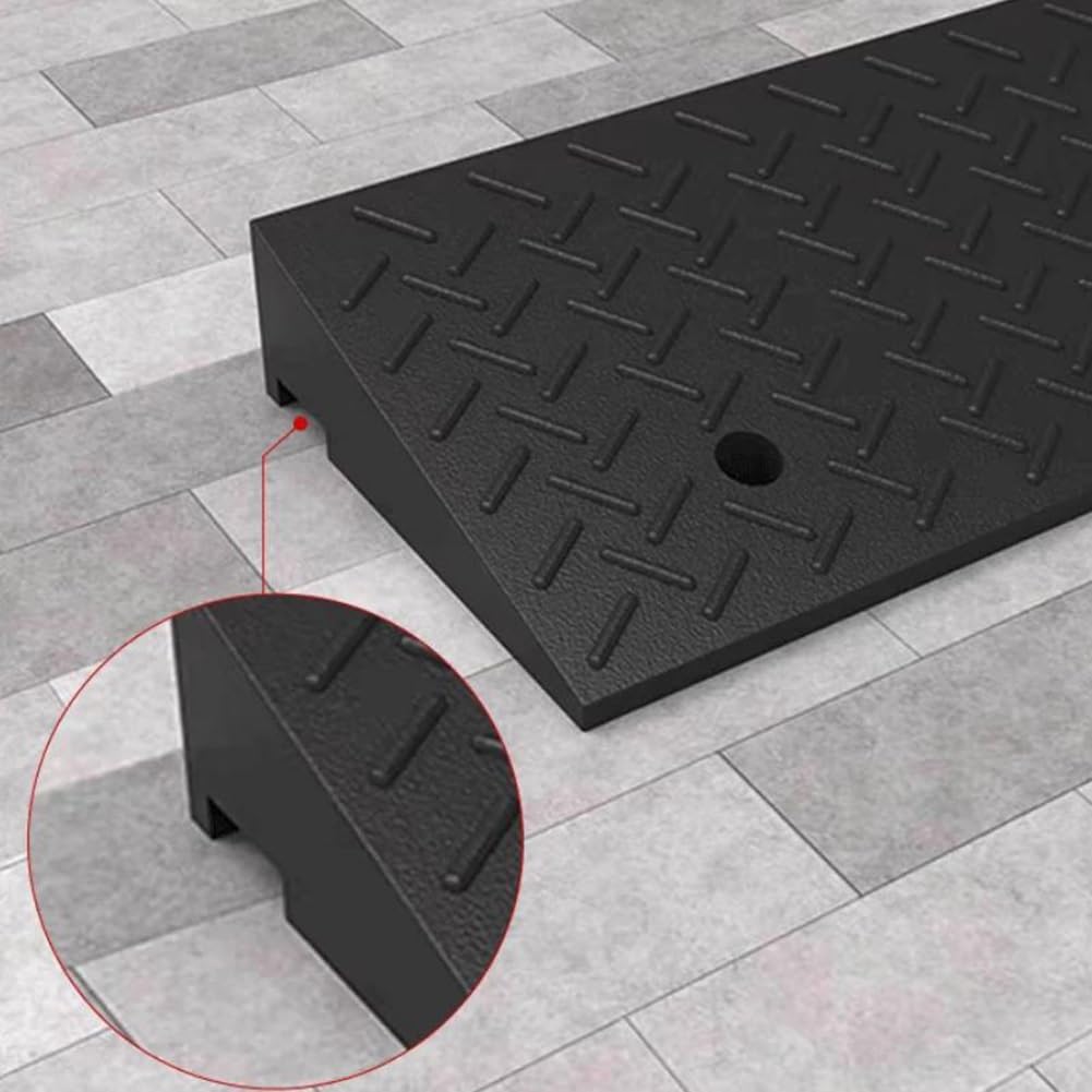 Rampa de Goma para bordillos, rampa para umbrales de 100 × 25 cm para entradas de Garaje, aceras, Coches, Bicicletas, Motos, patinetes y sillas de Ruedas, Capacidad de Carga de 11 000 Libras