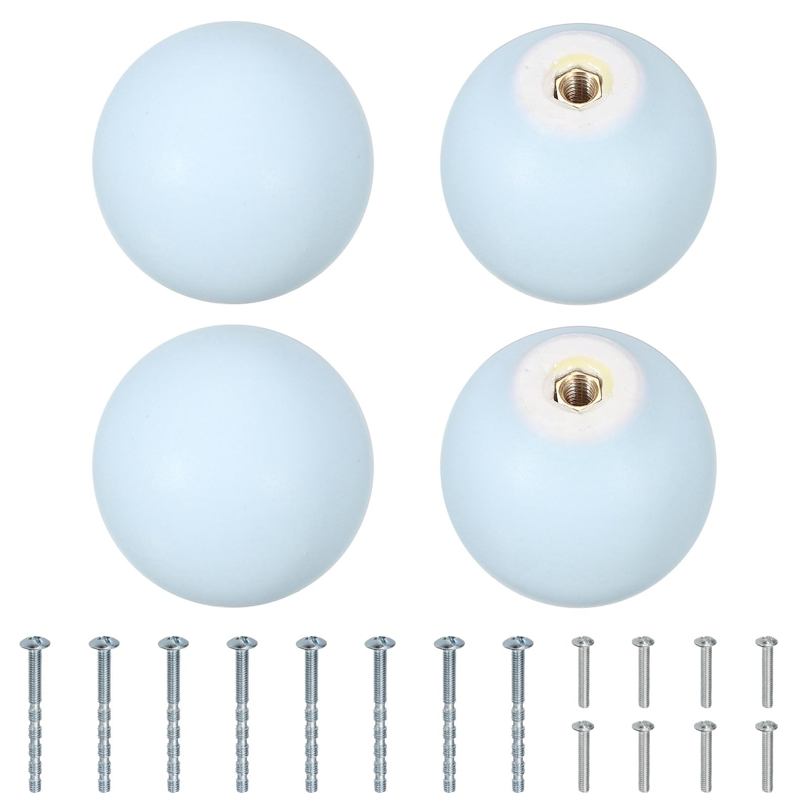 sourcing map 4 Pcs Ceramic Cabinet Knobs, 1.3 Inch Round Ceramic Drawer Knob Dresser Pulls with Mounting Screws Knobs Furniture Handles for Kitchen Closet Cupboard Nursery Decor, Blue