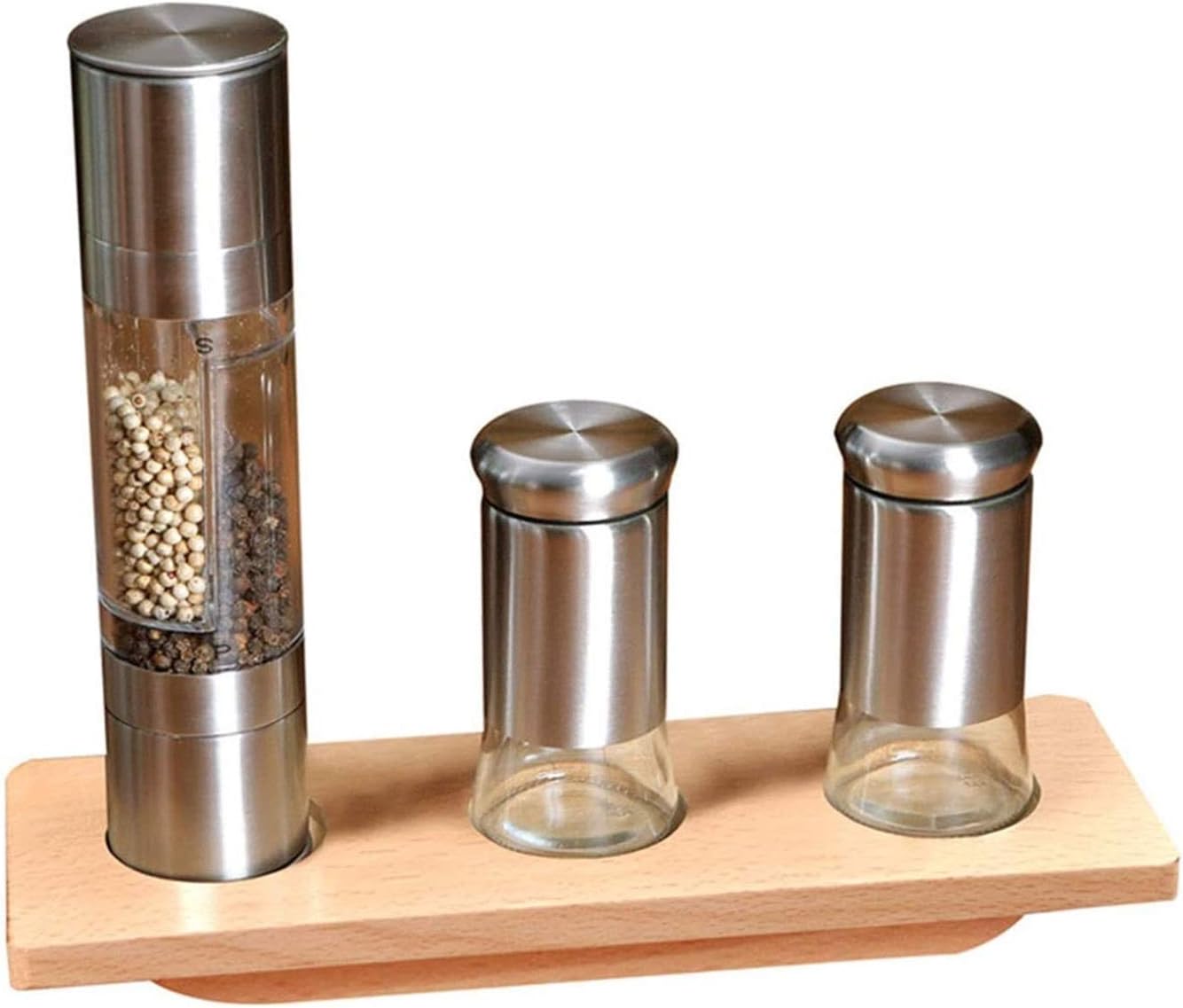Gorgeous Salt and Pepper Grinder Set - Refillable Stainless Steel Shakers with Adjustable Coarse Mills - Enjoy Your Favorite Spices, Fresh Ground Pepper