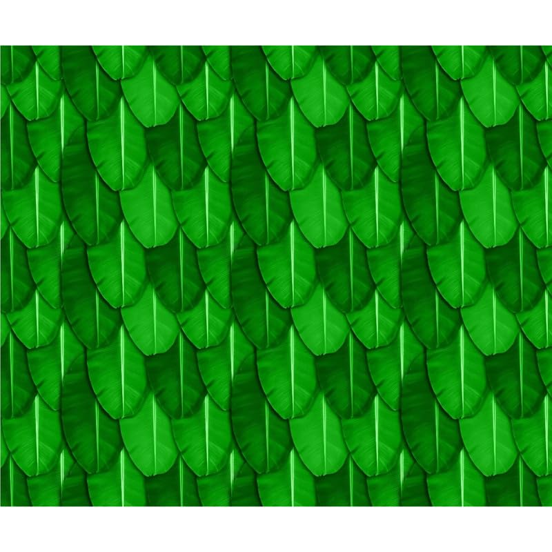 Image of Natural Green Leaf Pattern Backdrop with Tropical Foliage Design for Festive and Decorative Use