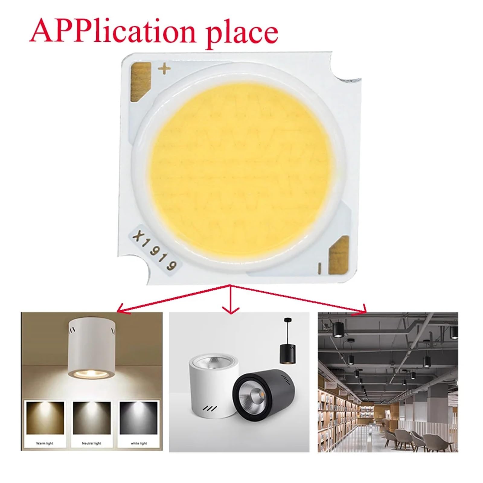 100pcs 10W 20W 30W 40W 50W High CRI90 COB LED Light-Emitting Diode Chip 1919 LED Ra90 Led Cob — view 3
