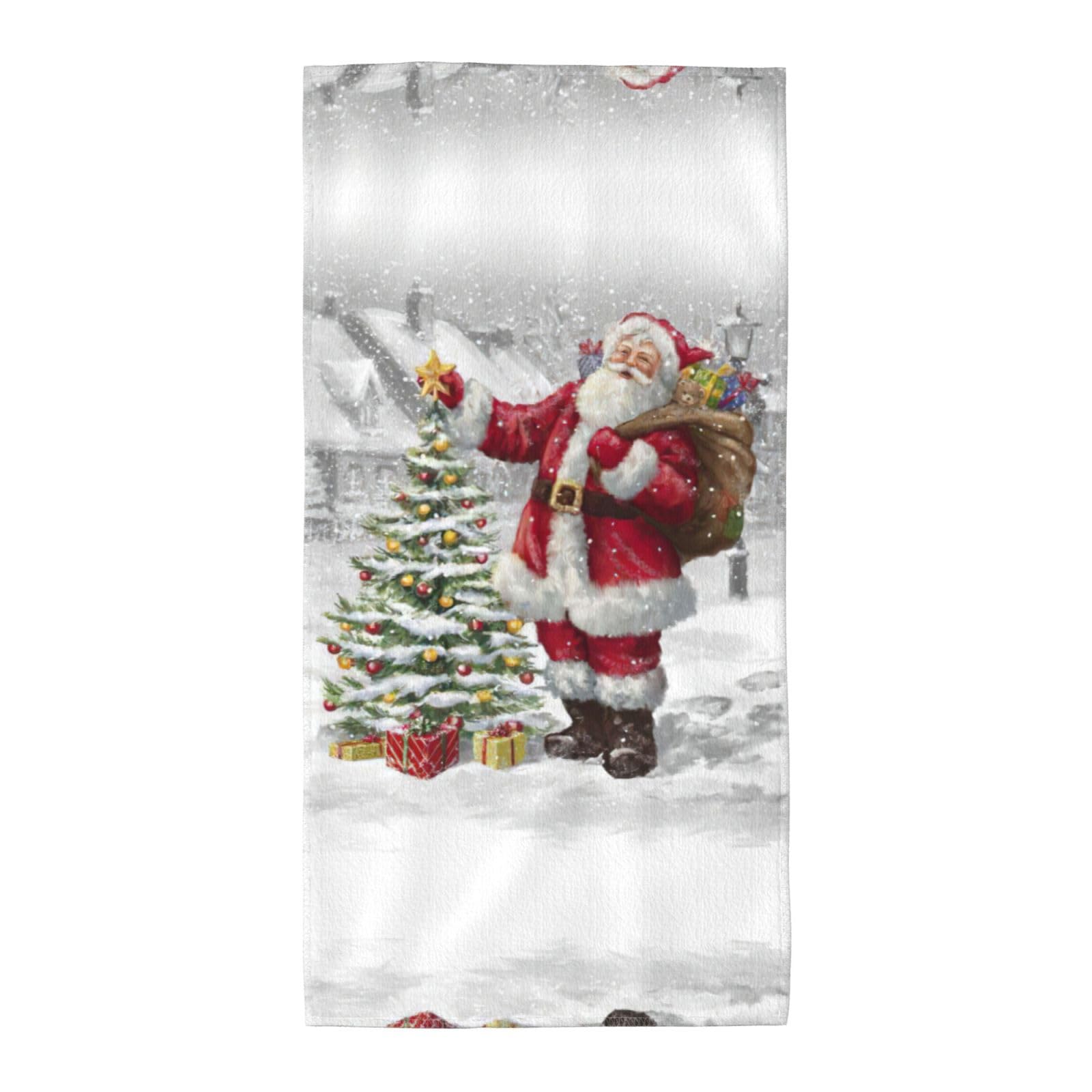 WYCZHY Santa Claus Snow Secenry Printed Quick Dry Beach Towel For Camping Travel Vacation