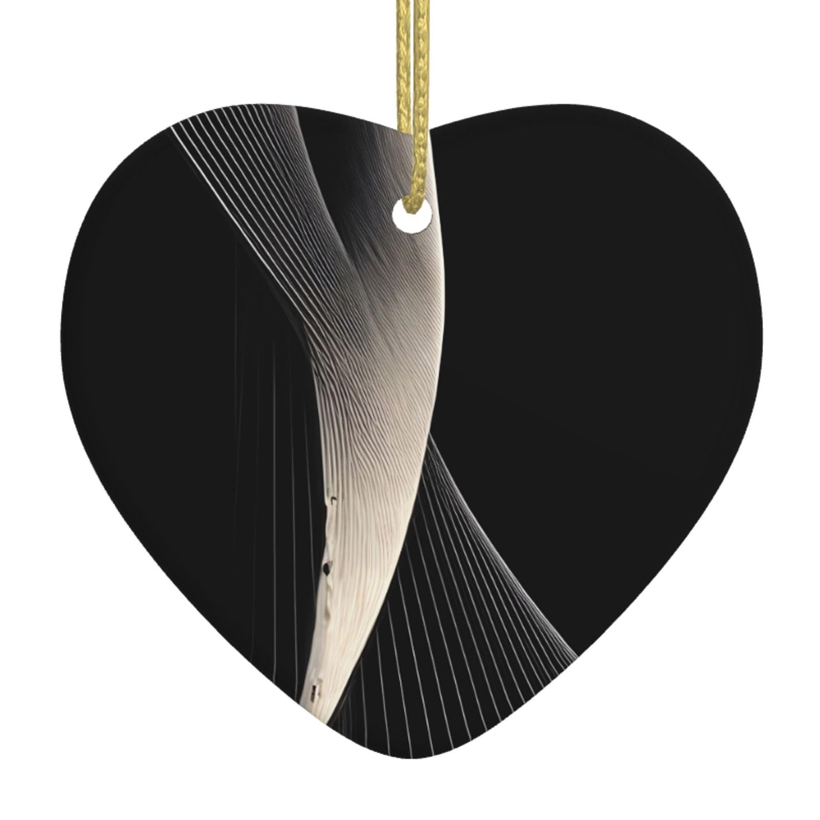 Abstract Curves Ceramic Christmas Heart Pendant with Silk Thread, Christmas Tree Home Decoration