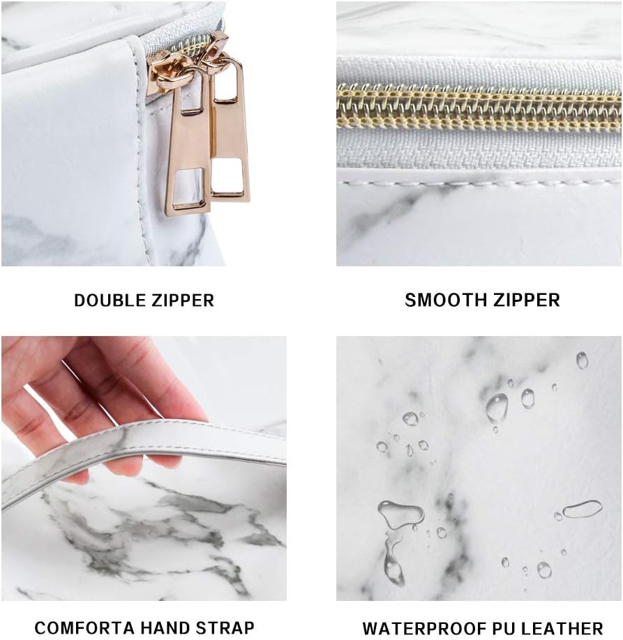 MAGEFY 3Pcs Makeup Bags Portable Travel Cosmetic Bag Waterproof Organizer Multifunction Case with Gold Zipper Marble Toiletry Bags for Women : Beauty & Personal Care