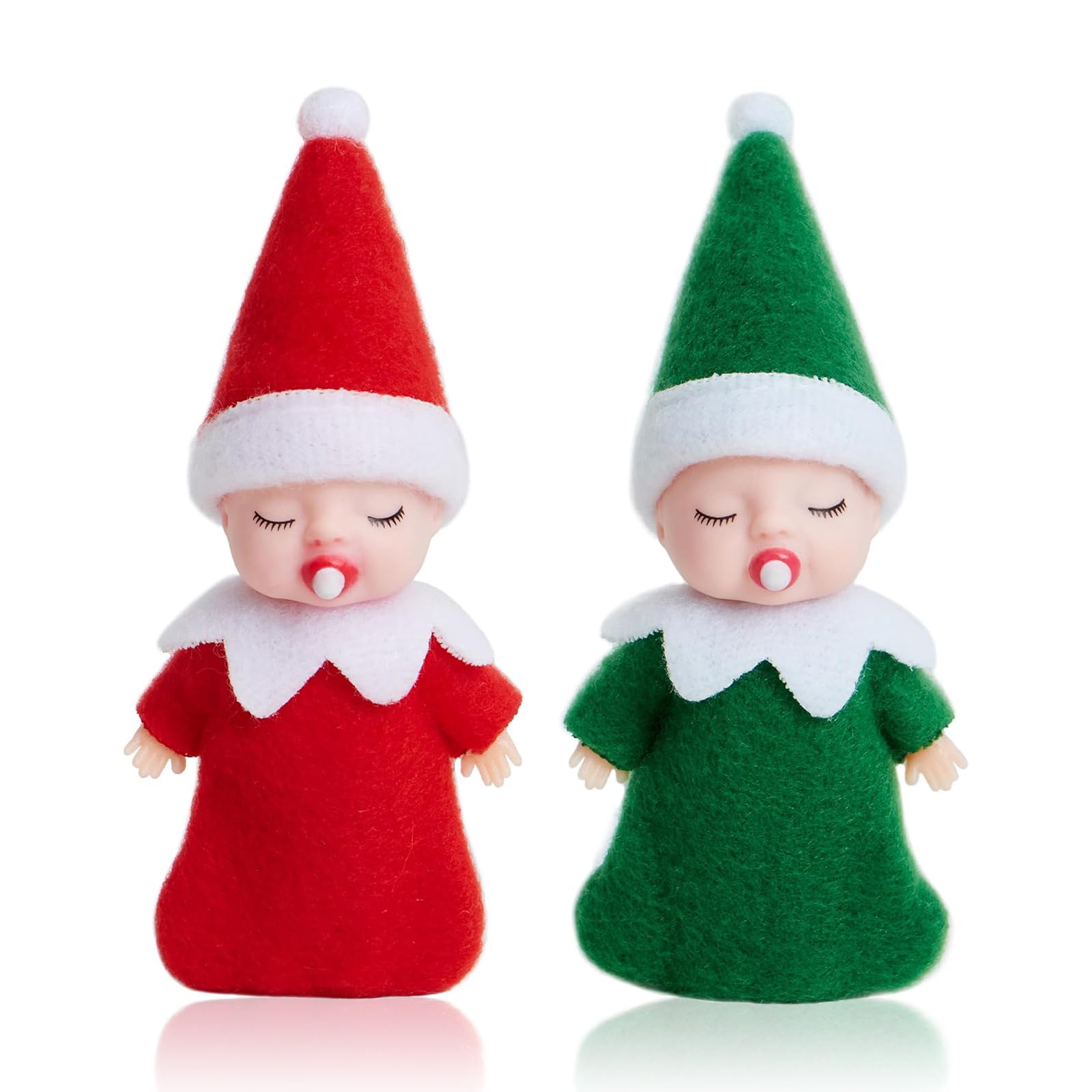 2pcs Christmas Elf Baby Twins Little Christmas Elves Christmas Tradition Mini Elf Baby Doll Christmas Accessory Tiny Elf Dolls for Boys&Girls Xmas Gift Advent Calendar Stocking Stuffers