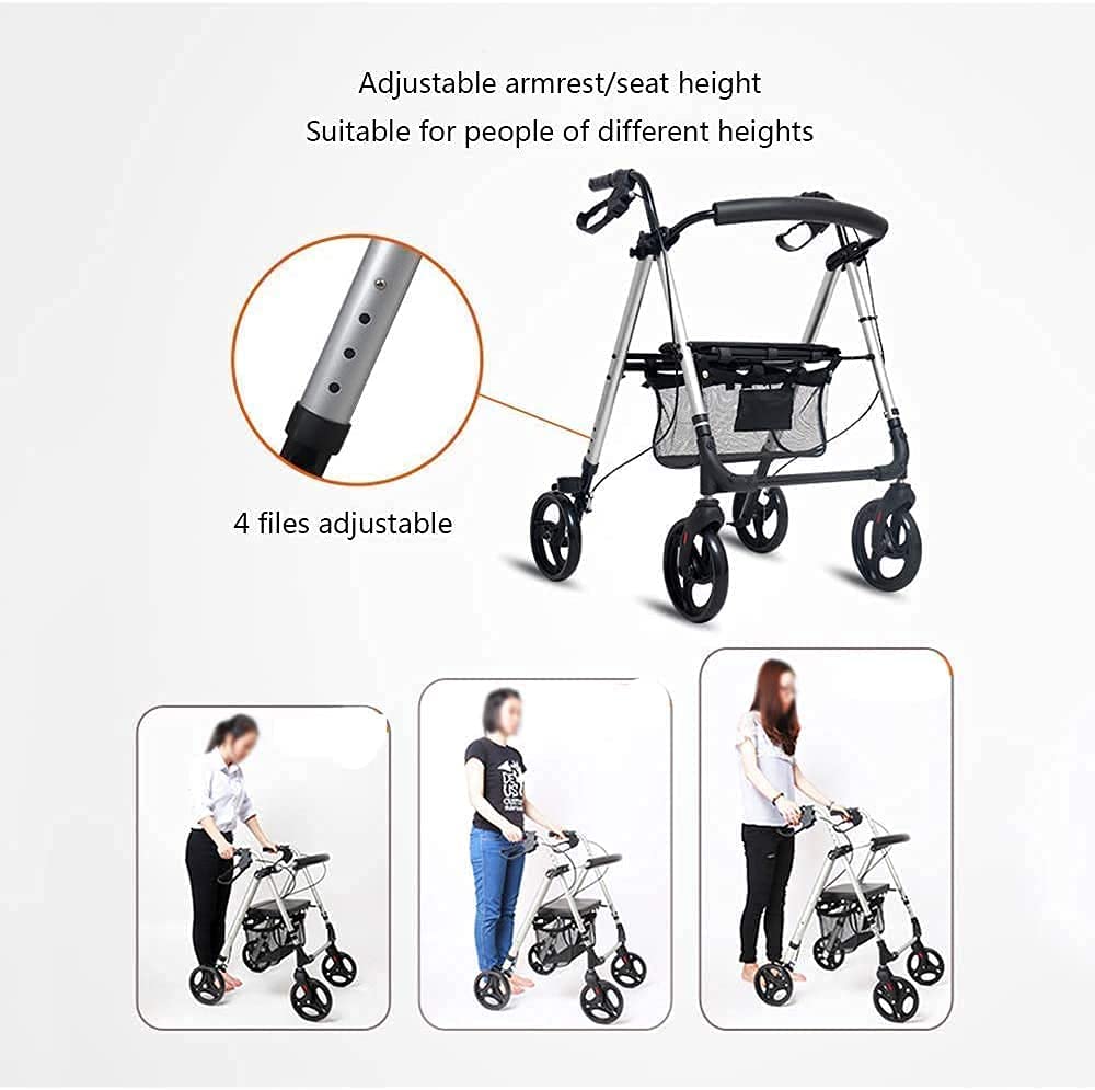 Deambulatori per Anziani Deambulatore Deambulatore Deambulatore Deambulatore per Anziani e Adulti Deambulatore Elettrico in Alluminio Leggero, deambulatore Regolabile con Sedile per Anziani,
