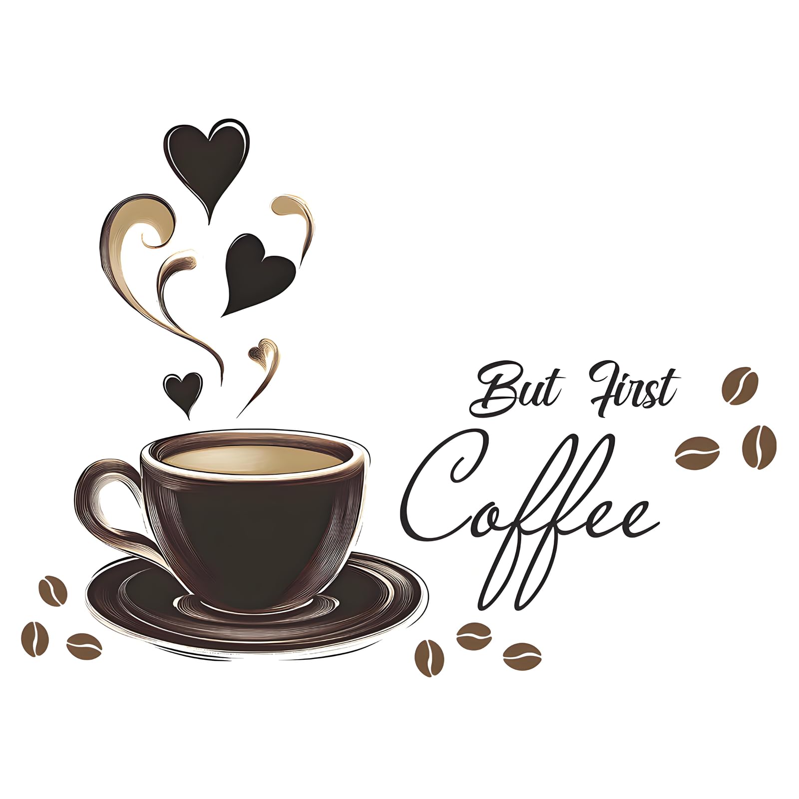 Pack of 2 Coffee Wall Stickers, Self-Adhesive, Coffee Wall Stickers, DIY Waterproof Stickers, Kitchen, Coffee Wall Tattoo for Coffee Shop, Office, Living Room, Dining Room - 1