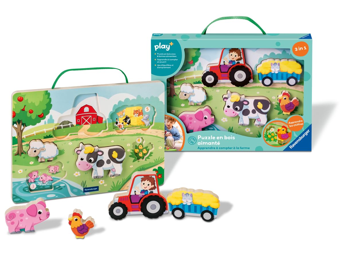 Ravensburger Puzzle en Bois aimanté A la Ferme Jouet bébé dès 1 an