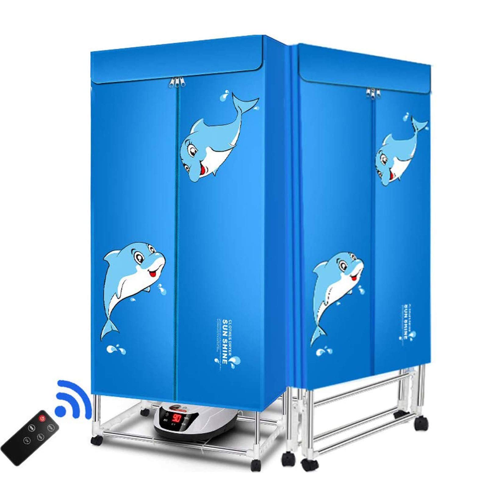 QQNB Foldable Clothes Dryer,Electric Double-layer Drying Rack with Remote Control,Eliminate Mites,with Automatic Power off Function,240min Timer,Mute