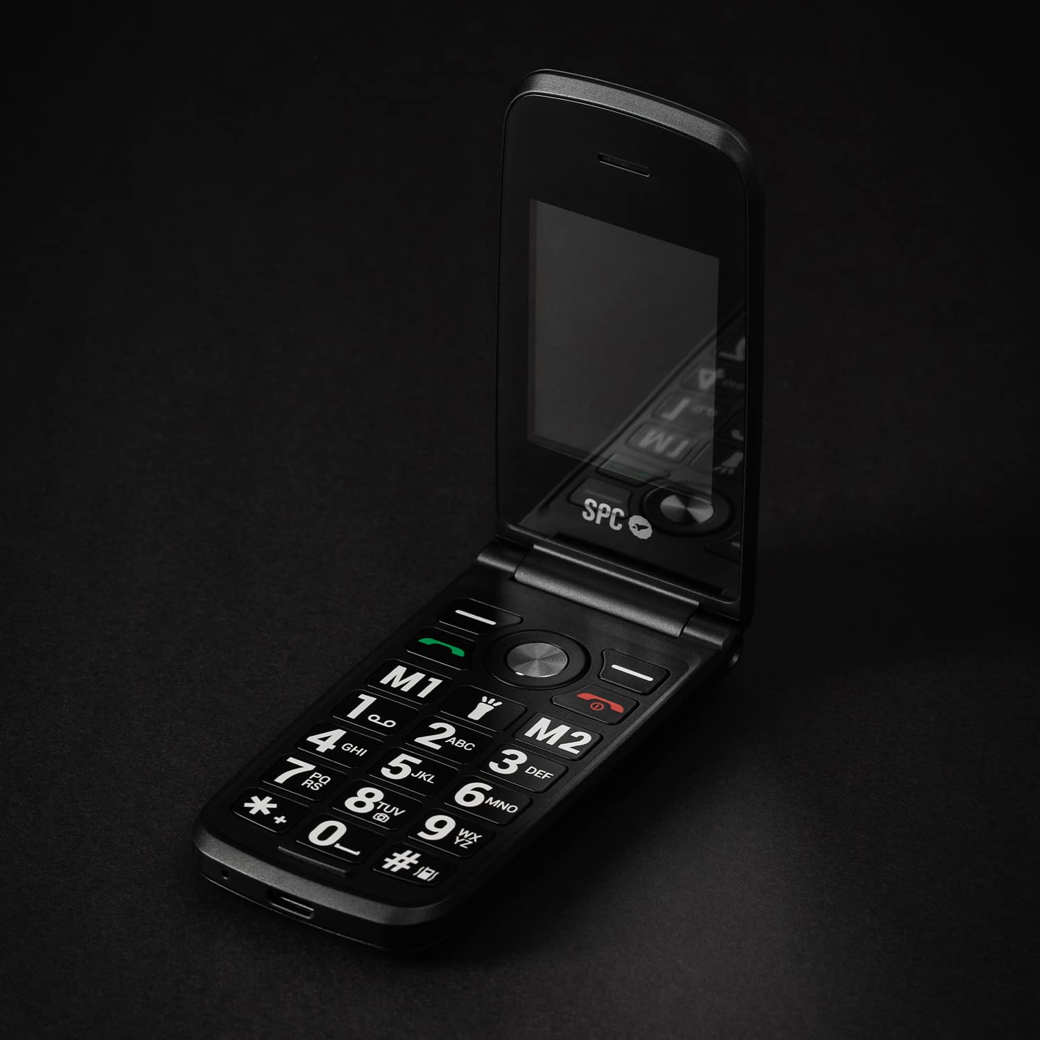 SPC Titan - Teléfono Móvil de Tapa para Mayores, Botones y Teclas Grandes, Fácil de Usar, Timbre 100dB, Configuración Remota, Timbre y Notificaciones Inteligentes, 2 Memorias Directas, Color Negro