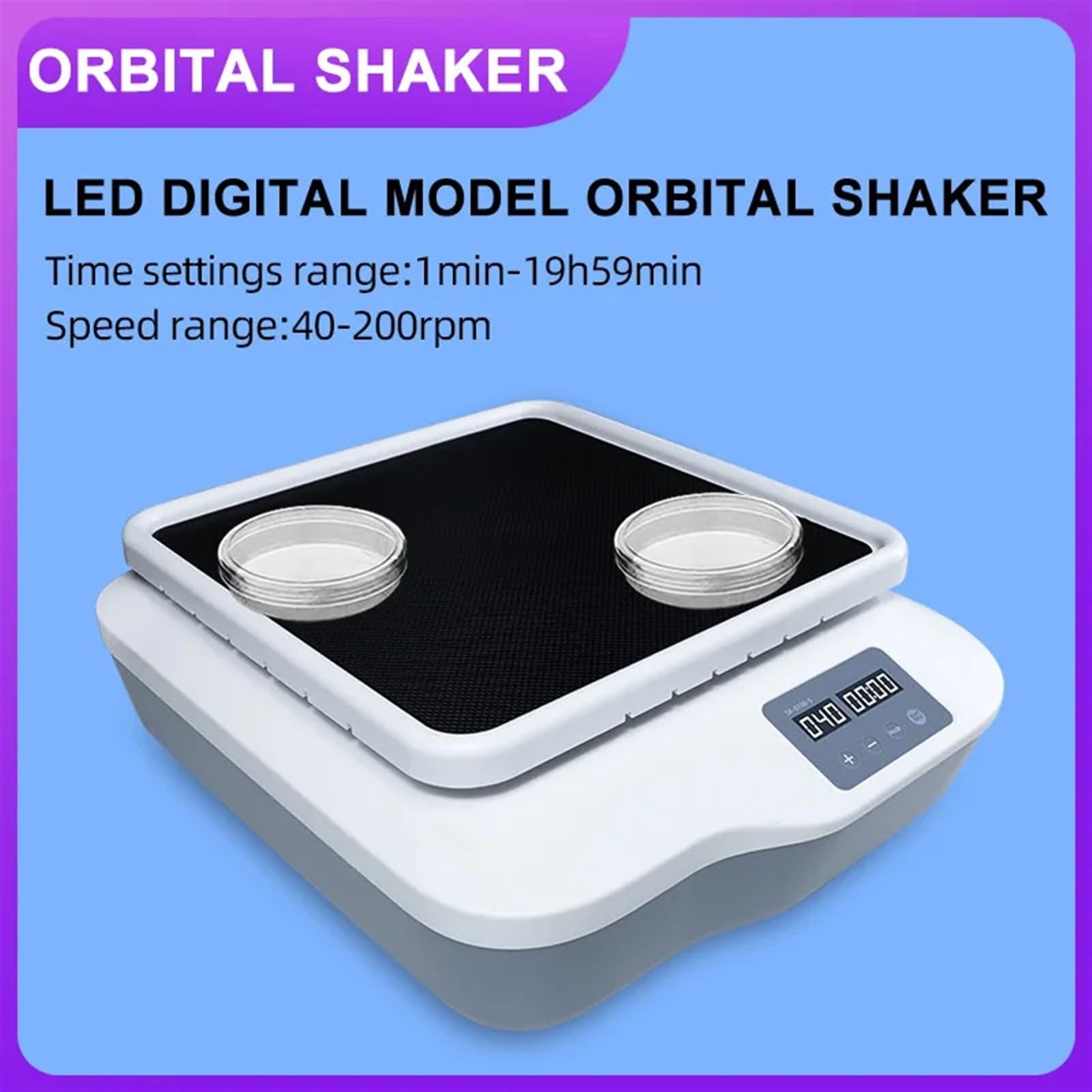 Agitador orbital de laboratorio de 2 kg con pantalla digital LED y oscilador de velocidad de oscilación horizontal de 40 a 200 rpm SK-O180-S