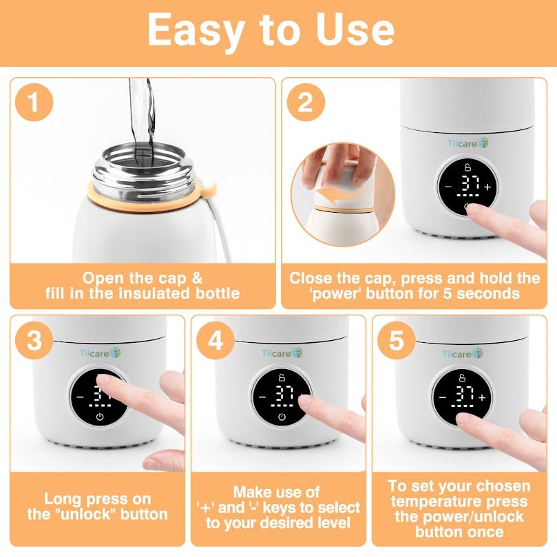 Oplaadbare Draagbare Melkwarmer met Formuledispenser - 17 oz/500 mL
