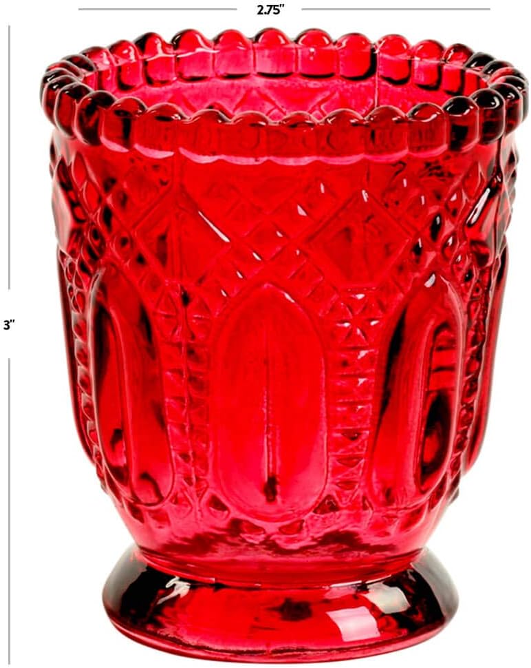 Koyal Wholesale Vintage Glass Candle Holder - Votive Tea Light Candleholders -Décor for Dinner Parties, Holidays, Weddings & Birthdays - 3 x 2.75, Red (Pack of 6) : Home & Kitchen
