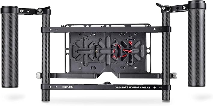 PROAIM Universal 9 Camera Monitor Director Cage for Monitor Upto 9 Diagonally. Easy Handheld Monitoring Dual Handles, C-Stand & Other Accessory Mounting Option. Padded Neck Strap P-DMC-59