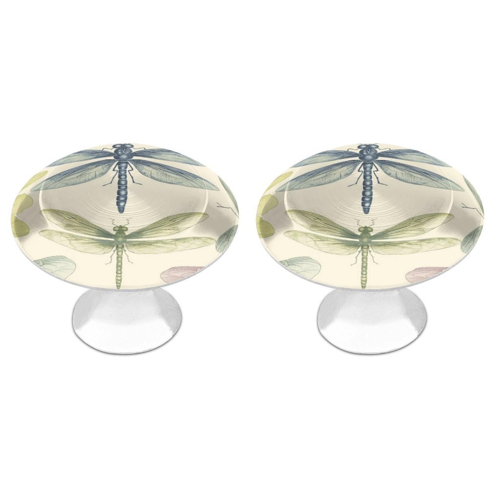 FekiLoot Dragonfly Drawing Cabinet Knobs 2 Pack Stainless Steel Round Dresser Drawer Knobs Kitchen Drawer Hardware Dresser Knob Closet Door Pulls Cabinet Handles for Cupboard Drawer Pulls