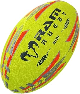 Ram Rugby Mini Rugby Ball - Air Filled (Blue) or Softee (Red) - Size 1 (15cm) Fun Rugby Ball – Great Gift for Birthday or Christmas – Perfect for Kids & Minis Rugby – Corporate Gift or Stocking Filler