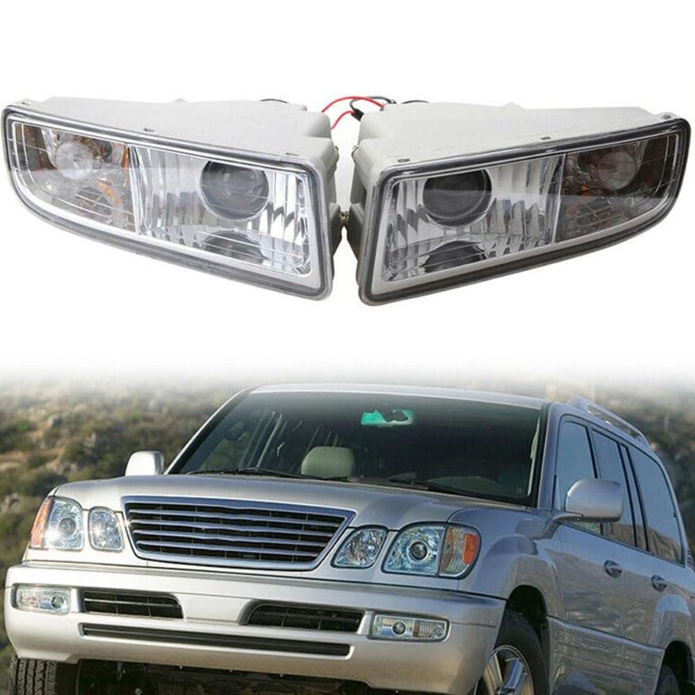 White,1Pair, 51W Front Fog Lamp Assembly 12V Halogen Warm White Daytime Running Light 4300K Front Bumper Anti Fog Lamp for Lexus LX470 1998-2007