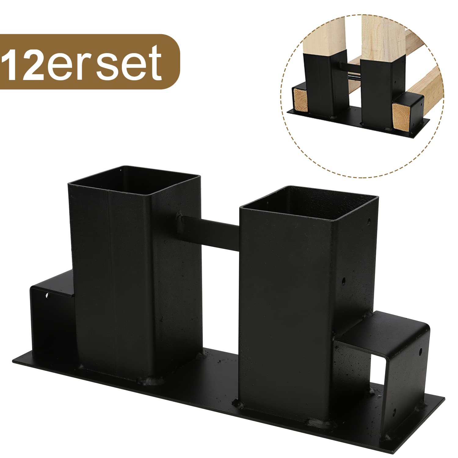 Holzstapelhilfe, 12 Stück Metall Holzstapelhalter, Stabile Brennholz Lagerregal, für Innen und Außen Brennholz Kaminholzregal (Schwarz)