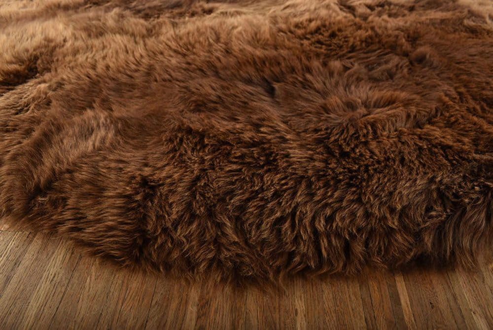 Kuhfelle Online & Nomad RUNDER LAMMFELL Teppich BRAUN Natur 120 cm Ø RUND Fell Teppich BRAUN Natur AUS BRITISCHEN LAMMFELLEN (120 cm)