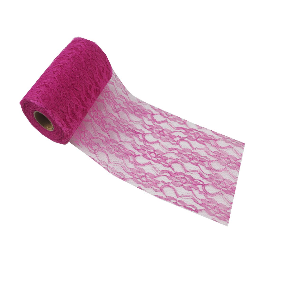 Lacerain6"25 Yard Retro lace lace Fabric roll Network Tulle roll for Elastic lace Table Swivel Chair, Sash DIY Wedding Party Bride Shower Decoration Wedding Art Decoration (White) pink lpshuye123