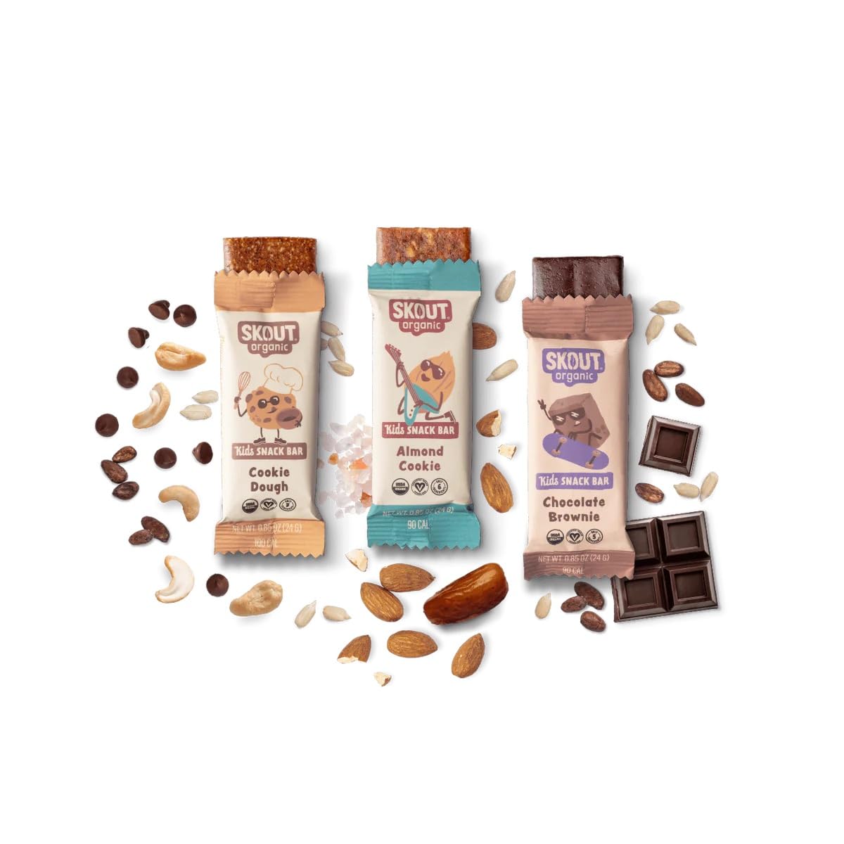 Skout Organic Dessert Inspired Kids Snack Bar Variety Pack (18 Pack) | Organic Kids Snack Bars | School Snacks & Lunch Snacks | Vegan & Paleo | Gluten, Dairy, Grain Free…USDA Organic[Amazon-developed Certification] Compact by Design