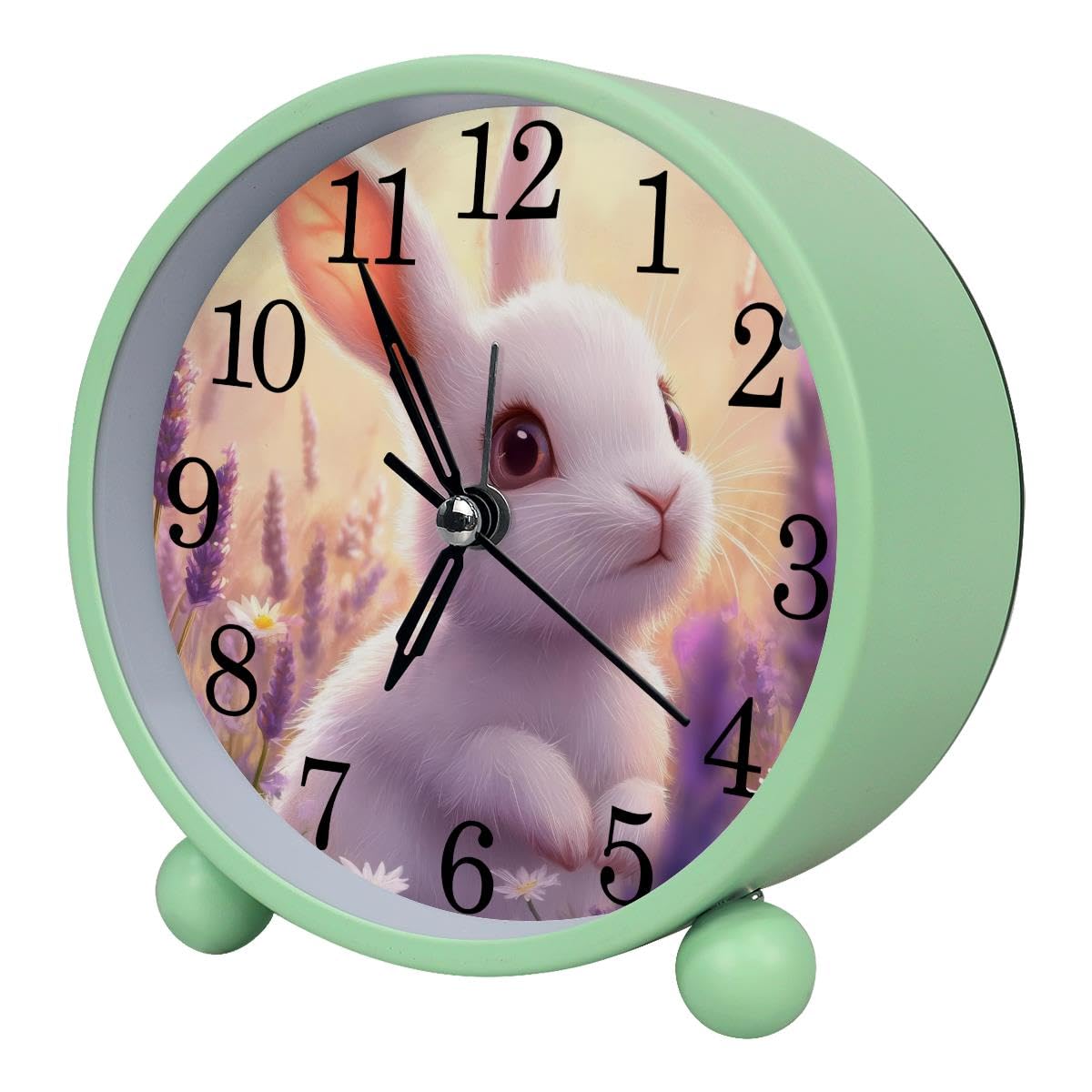 Luoweisi Alarm Clock Cute Bunny, Silent Non-Ticking with Night Light