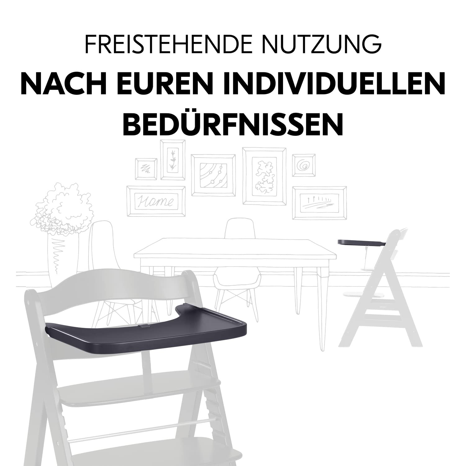 hauck Drewniana deska do jadalni Alpha+ & Beta+ drewniane wysokie krzesło Alpha Wooden Tray, dla dzieci w wieku 6-36 miesięcy, stół do jadalni z drewna bukowego z certyfikatem FSC® z podwyższoną