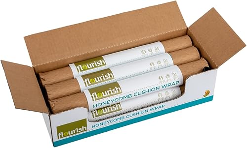 Flourish Brand 287535 - Envoltura de cojín reciclable de panal de abeja, marrón, 13 pulgadas x 18.5 pies, paquete de 6