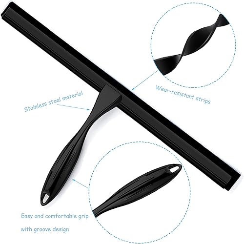 Miniatura 3 de Escobilla de ducha para puertas de vidrio, escobilla de baño de 14 pulgadas con hoja de silicona de repuesto, gancho para puerta de ducha y gancho