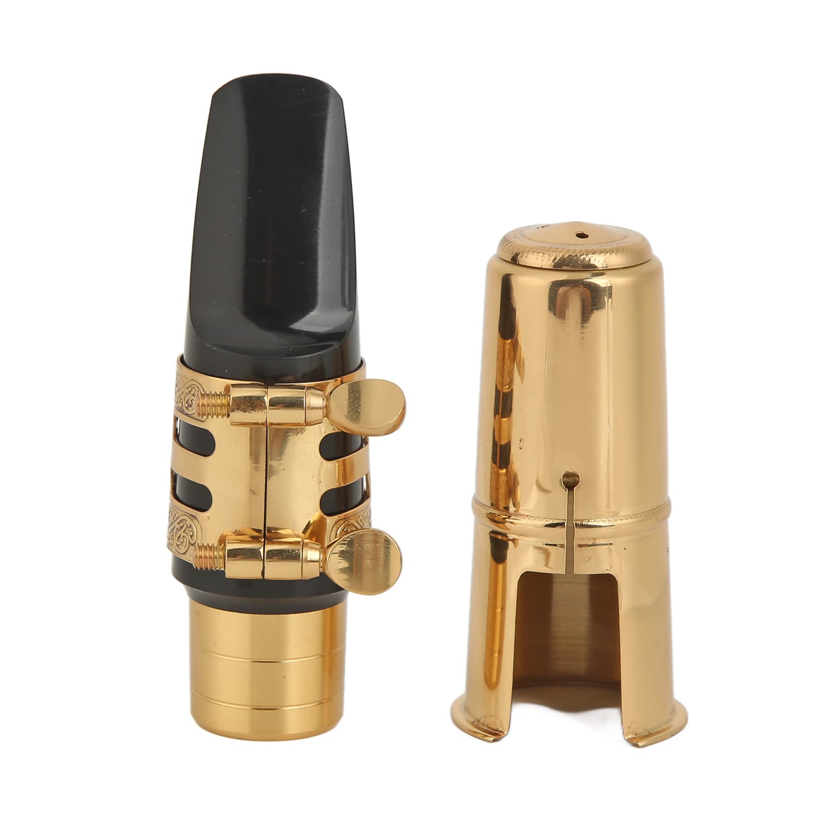 Kit de boquilla para saxofón alto , equilibrado tono focalizado transparente , kit de boquilla de saxo alto con ligadura de tapa para instrumento de viento de madera