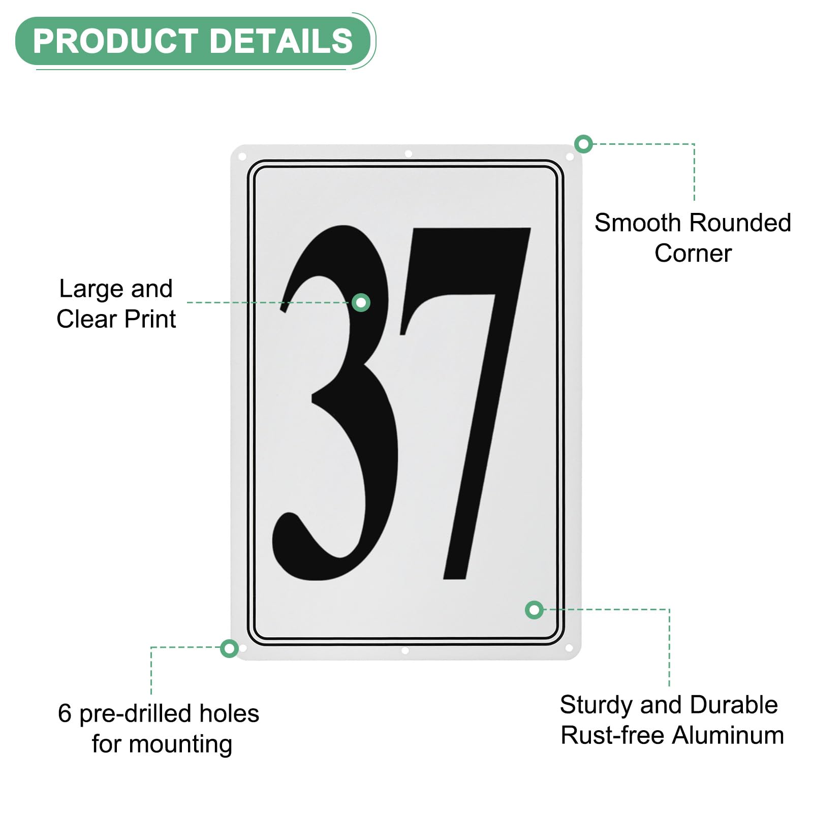 M METERXITY Aluminum Number Sign 37, 11.8 Inch House Numbers and Metal Letters, Parking Spot Letter Signs - Image 2