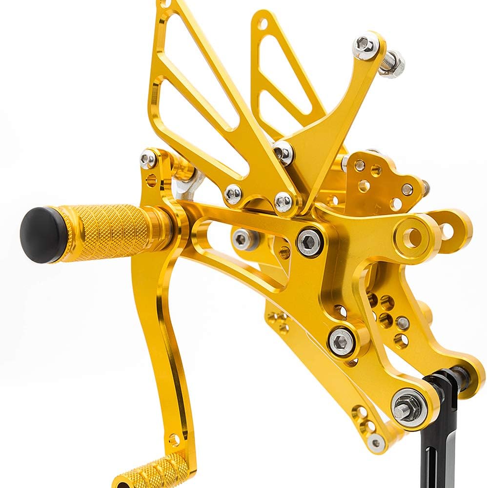 FXCNC CNC 98-03 R1 Billet Motorcycle Rearset Foot Pegs Rear Set Footrests Fully Adjustable Foot Boards Compatible with YZF R1 1998 1999 2000 2001 2002 2003